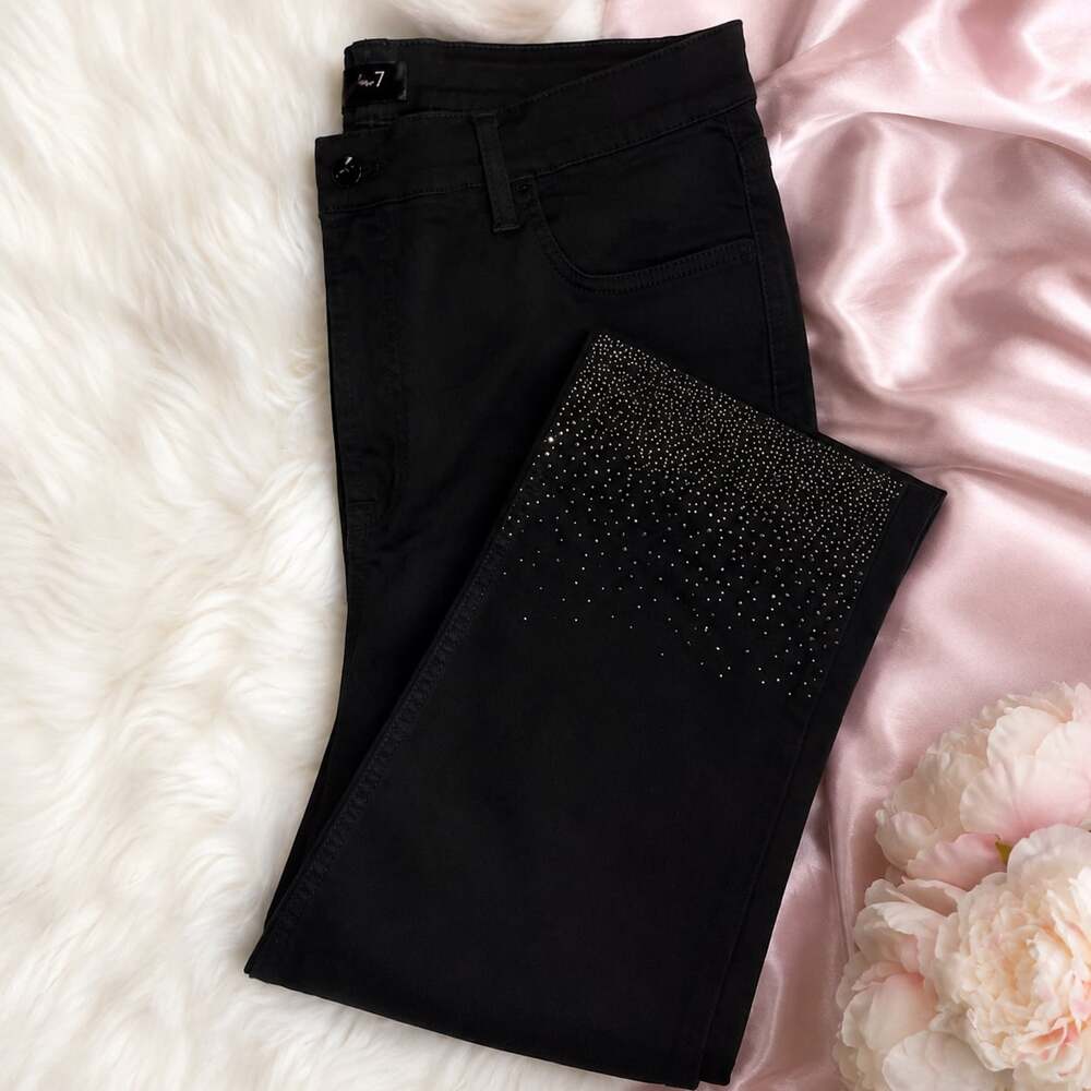 NEW Jen7 By 7 For All Mankind Women's Plus Size 24 Black Sparkle Skinny Jeans